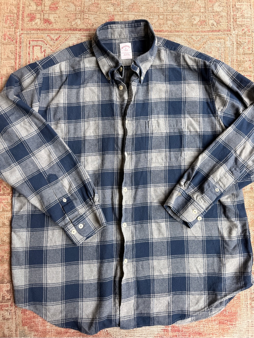 Brooks Brothers Blue and Gray Plaid Button-Down Shirt